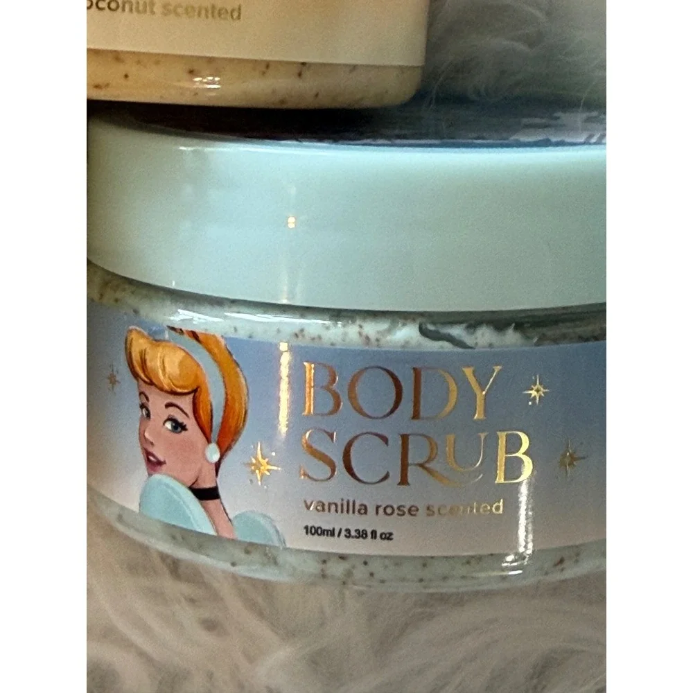 Disney Princess Body Scrub Set Apple Hibiscus Coconut Vanilla Rose 3 Pack 3.38oz